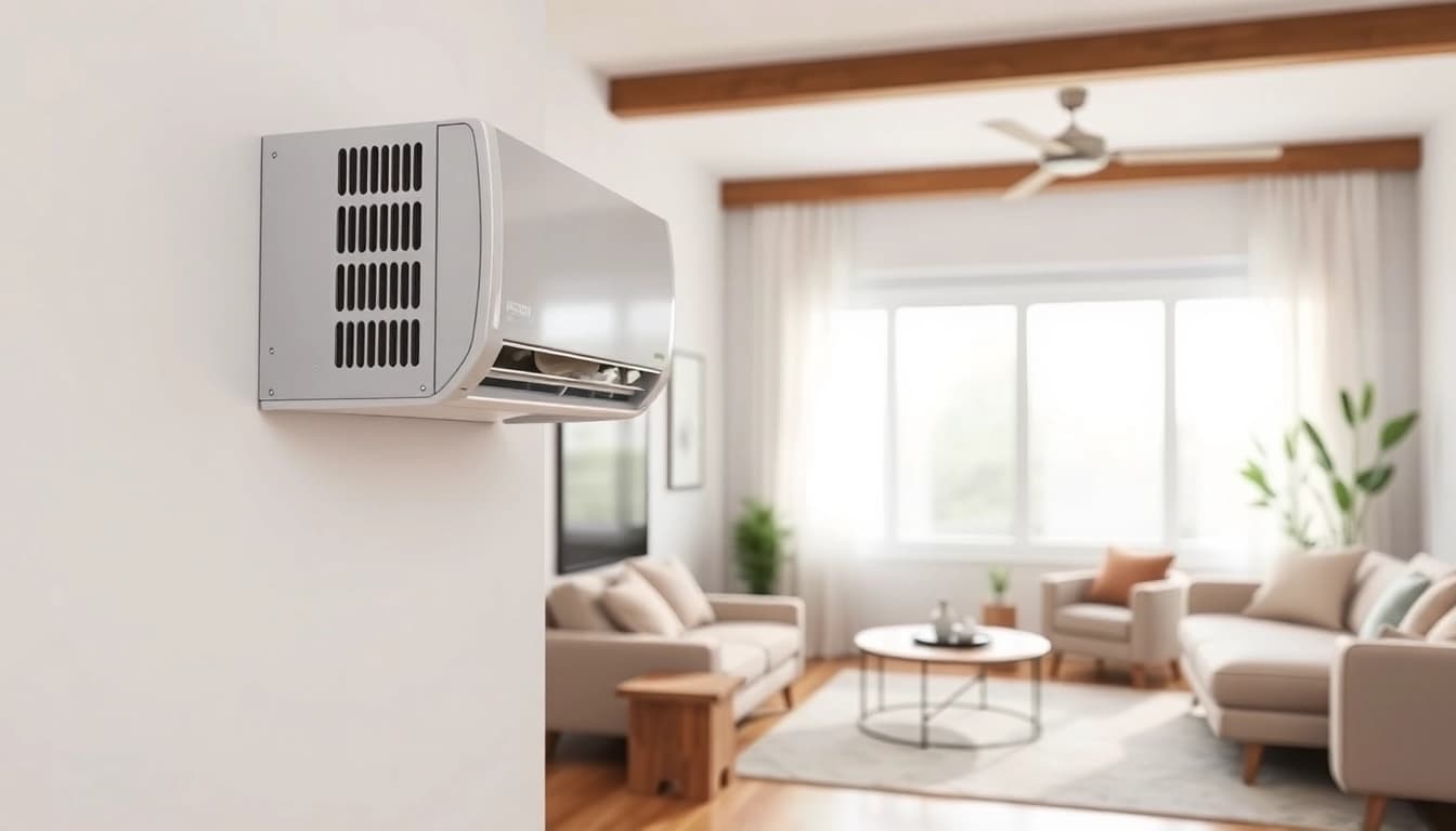 Efficient cooling with a stylish mini split ac unit in a modern living room setting.