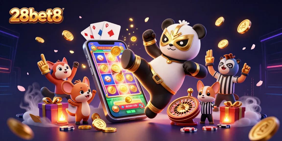 Experience thrilling gaming action with 28bet8 as the panda wrestler leads the fun in a vibrant casino.
