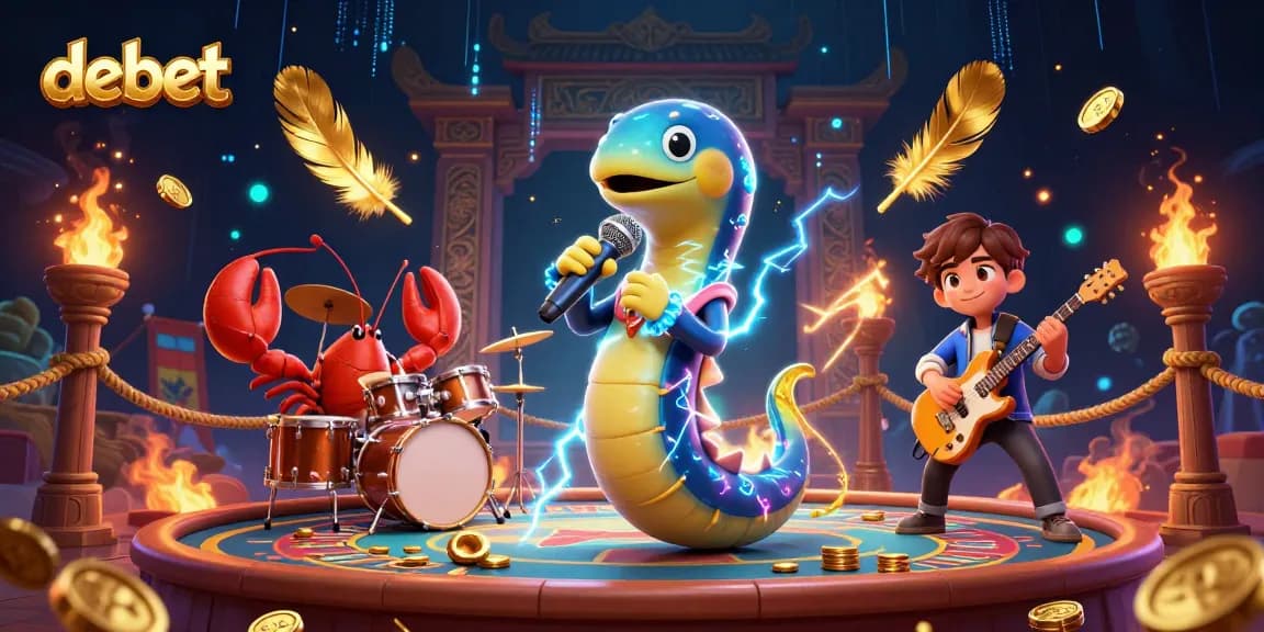 Experience exhilarating debet gaming with a vibrant 3D underwater casino scene featuring an electric eel DJ.