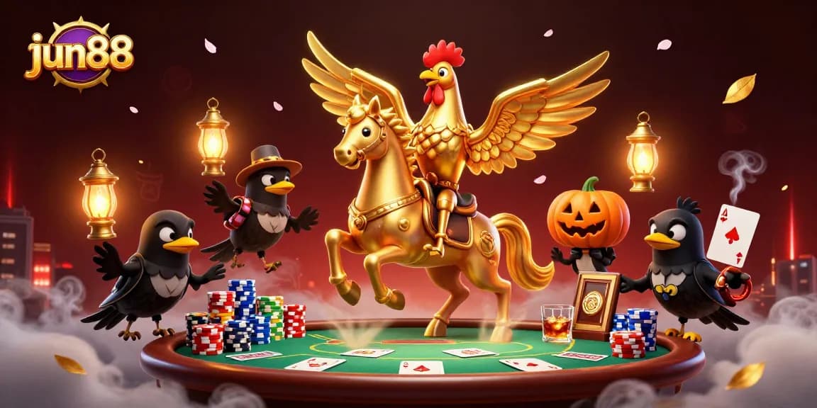 Experience thrilling gameplay with jun88's headless horseman, golden rooster, and poker excitement.