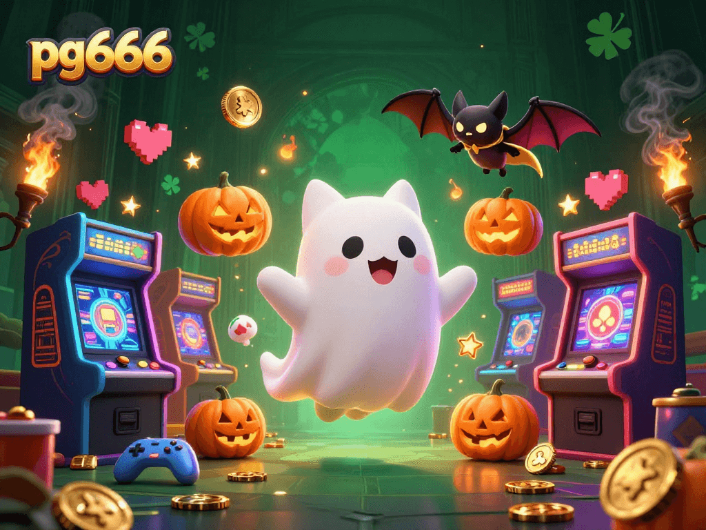 Catch the excitement at pg666 as the friendly ghost cat haunts the casino with glowing elements!