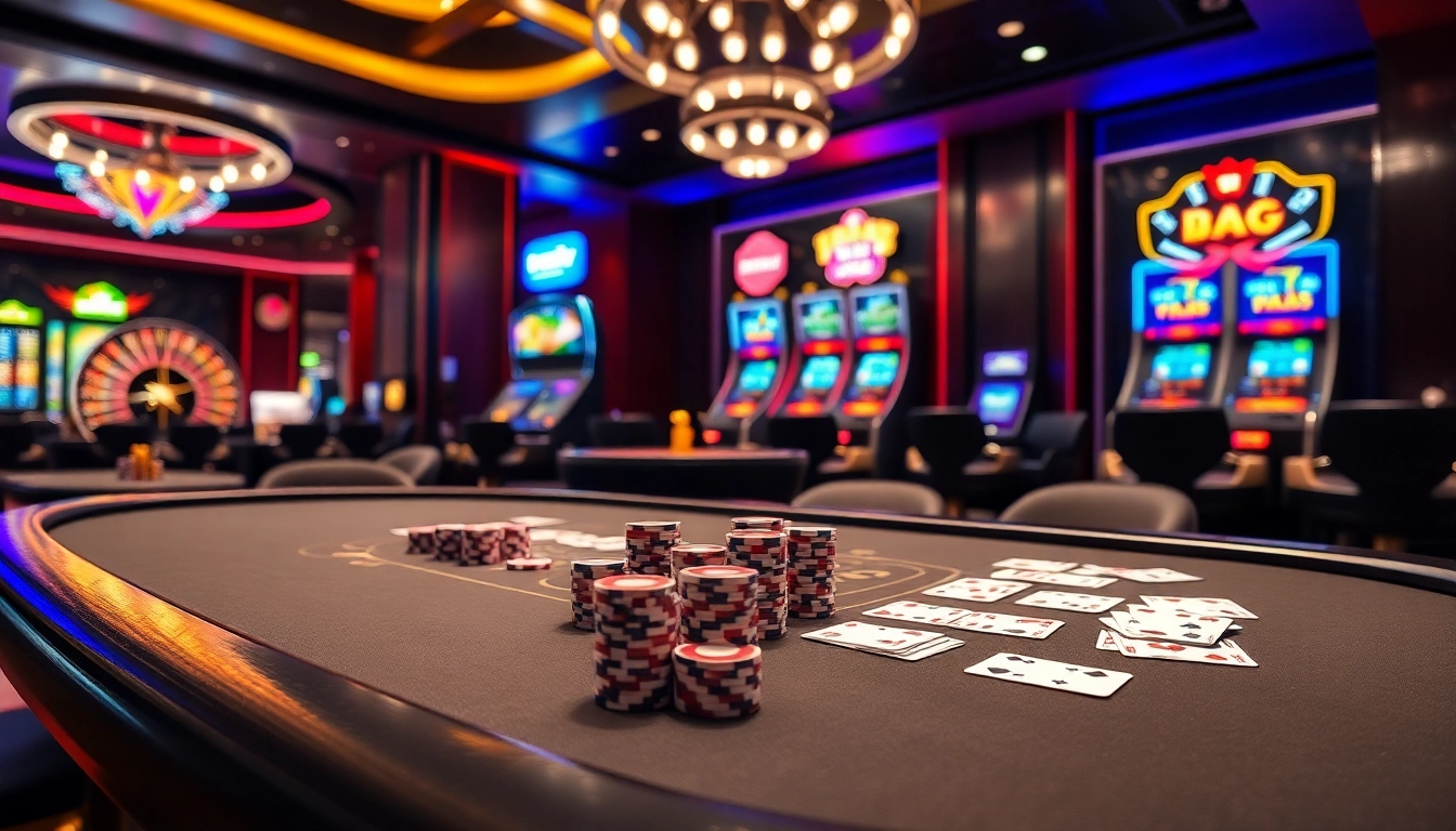 Engaging Keo nha cai sports betting scene with exciting casino tables and vibrant slot machines.