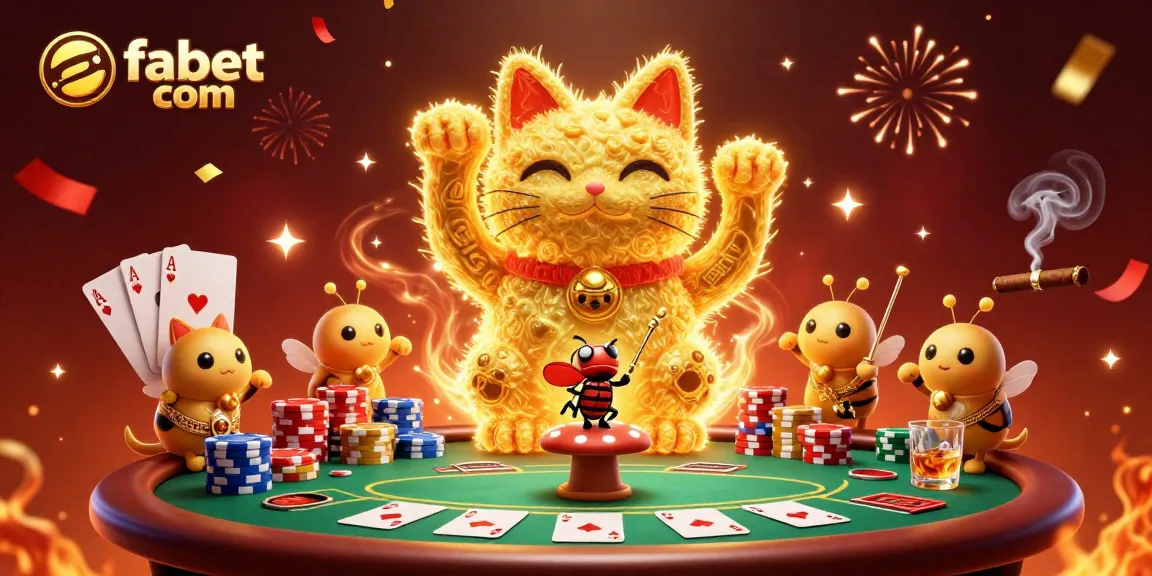 Experience the captivating world of fabet com as it brings a lucky cat alive amidst a dynamic poker scene.