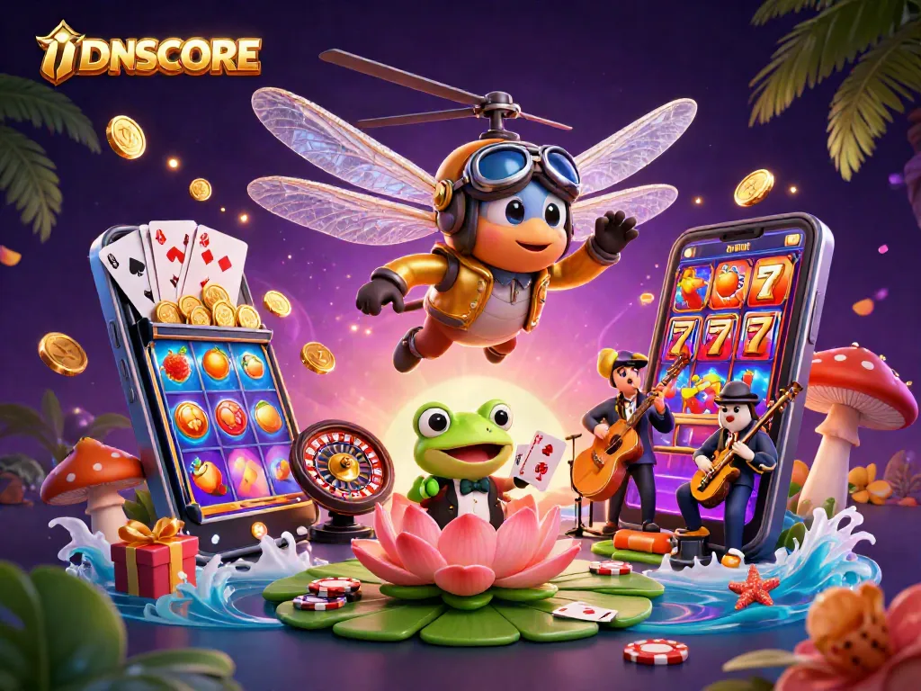 Experience thrilling gameplay at IDNSCORE with unique characters and vibrant casino elements.