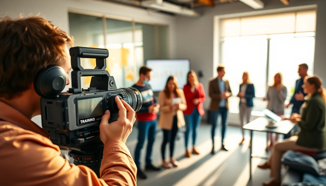 Capture engaging training videos in a modern professional setting with diverse participants.