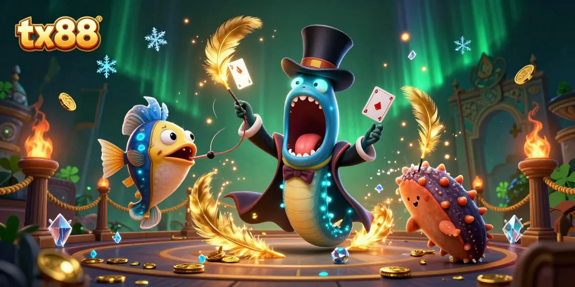 Catch the magic at tx88 with animated casino creatures dazzling in a vibrant gambling scene.