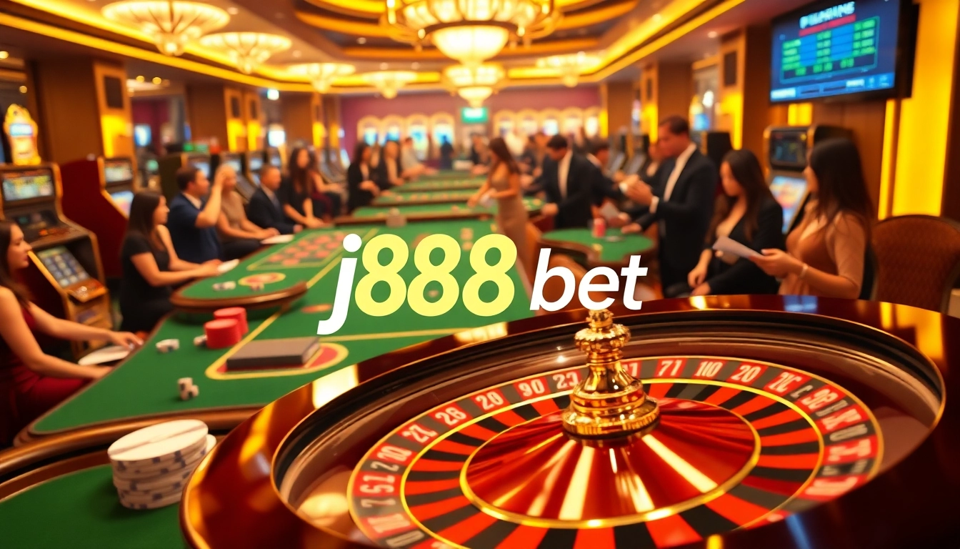 Experience excitement at the j88 bet table with vibrant poker chips and roulette action.