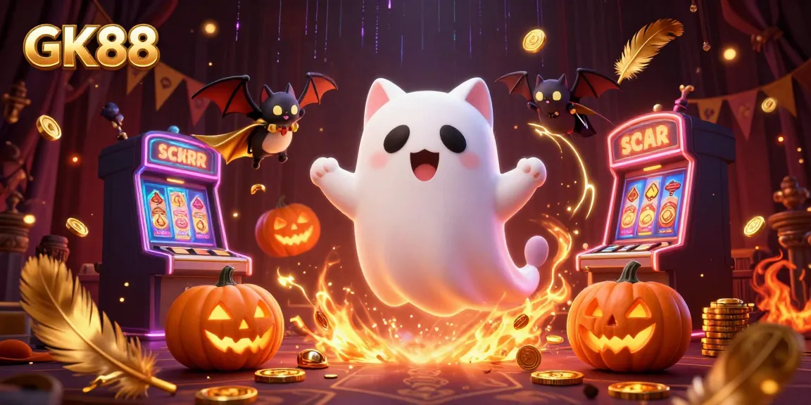 Experience thrilling gaming strategies at GK88 within a radiant haunted casino scene.