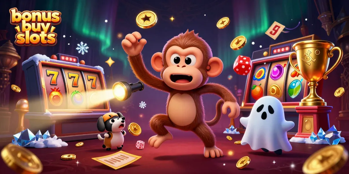 Experience the thrill of bonus buy slots with an energetic scene featuring vibrant gambling elements.