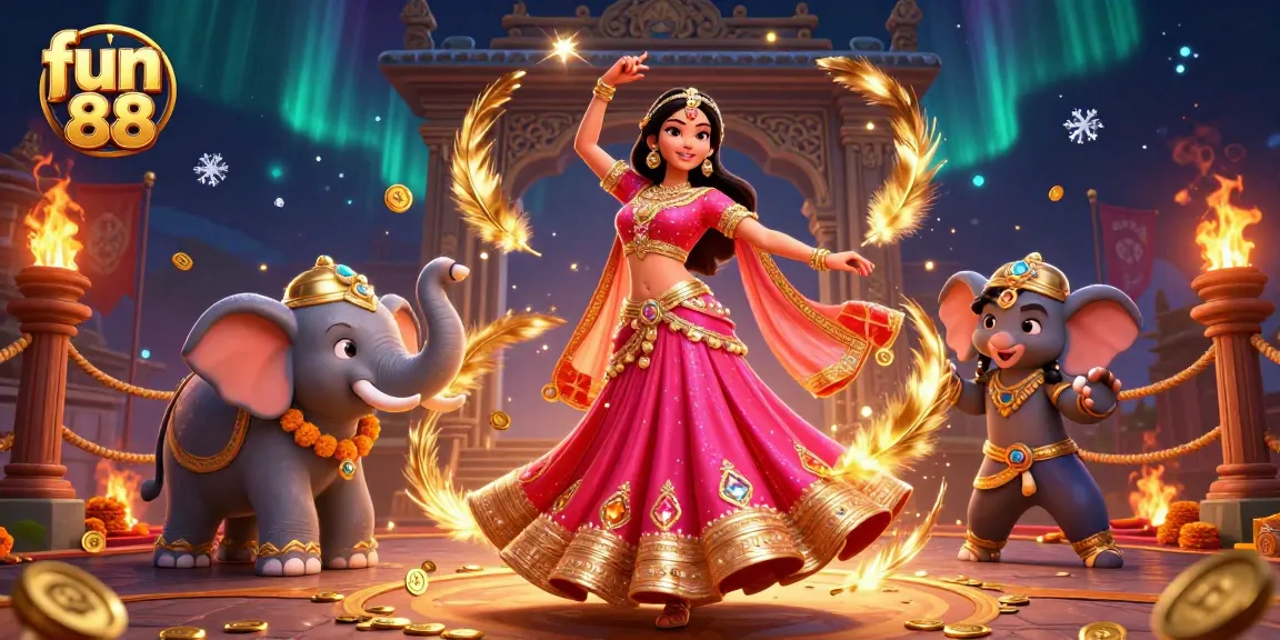Engage with fun 88's vibrant casino scene featuring a festive character and immersive game elements.