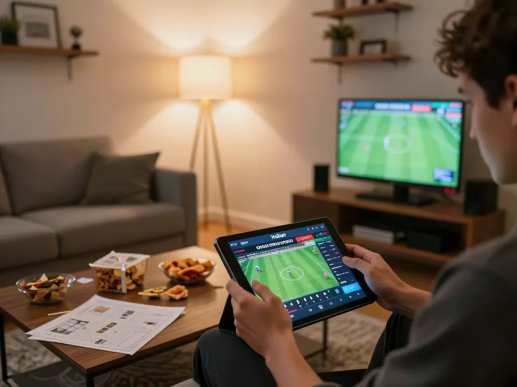 Xoilac online sports betting interface displayed on tablet during casual gaming