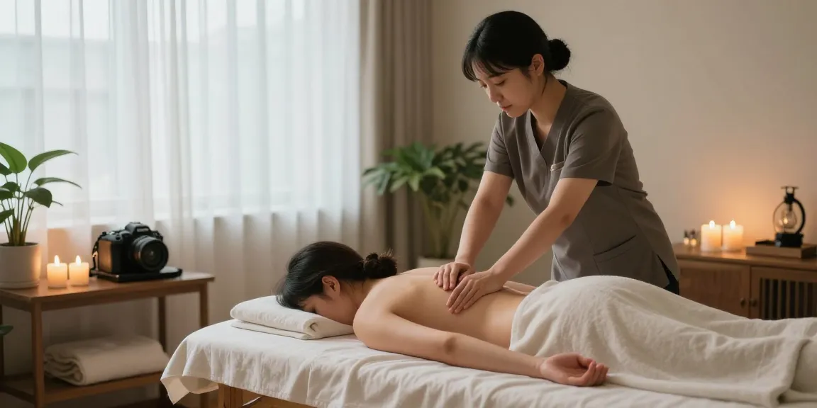 Experience a soothing 도봉구출장안마 session in a serene massage room with calming ambiance.