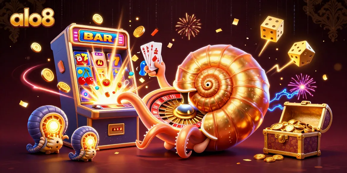 Alo8 invites players to win big with a dazzling scene of vibrant casino elements and games.
