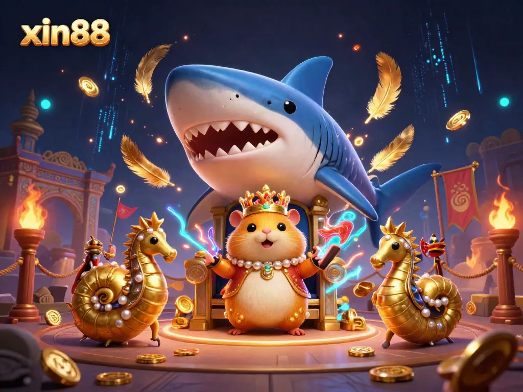 Experience thrilling bets at xin88 with a golden hamster king as the theme, showcasing vibrant gaming elements.