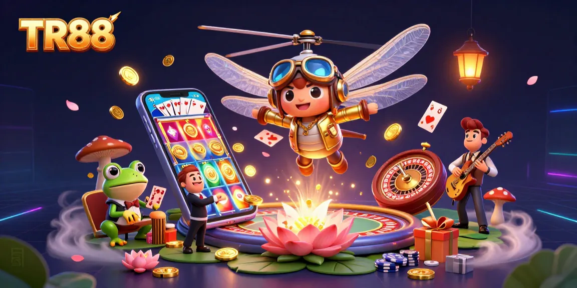 Win big at TR88 with a lively casino scene featuring animated characters and exciting gaming elements.