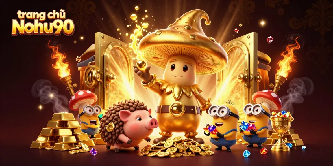 Experience exciting wins at trang chủ Nohu90 with golden treasures and vibrant characters.