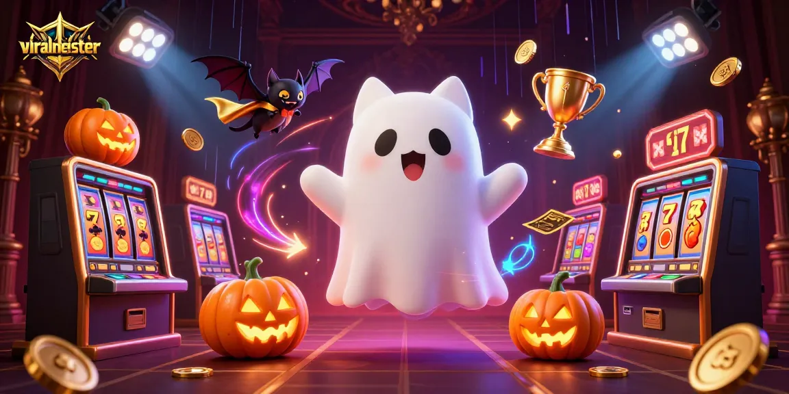 Engage in thrilling action at viralmeister's haunted casino with ghost cat and vampire bat.
