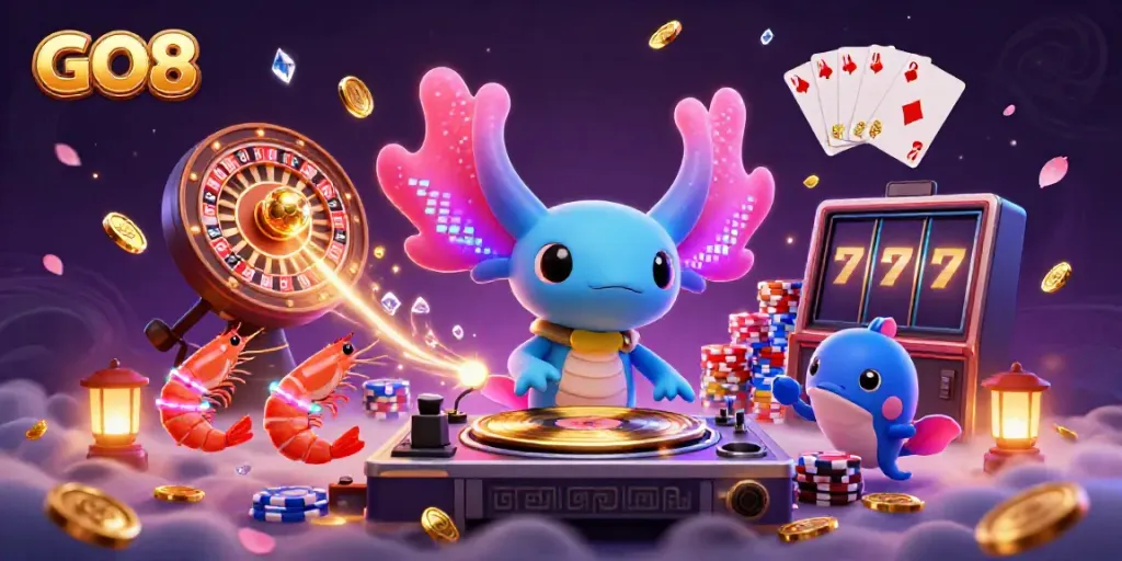 Experience the thrill of GO8 casino games with a vibrant, lively underwater DJ scene.