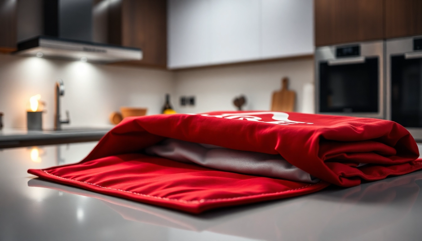 Fire blanket supplier displaying a high-quality fire blanket in a kitchen setting.