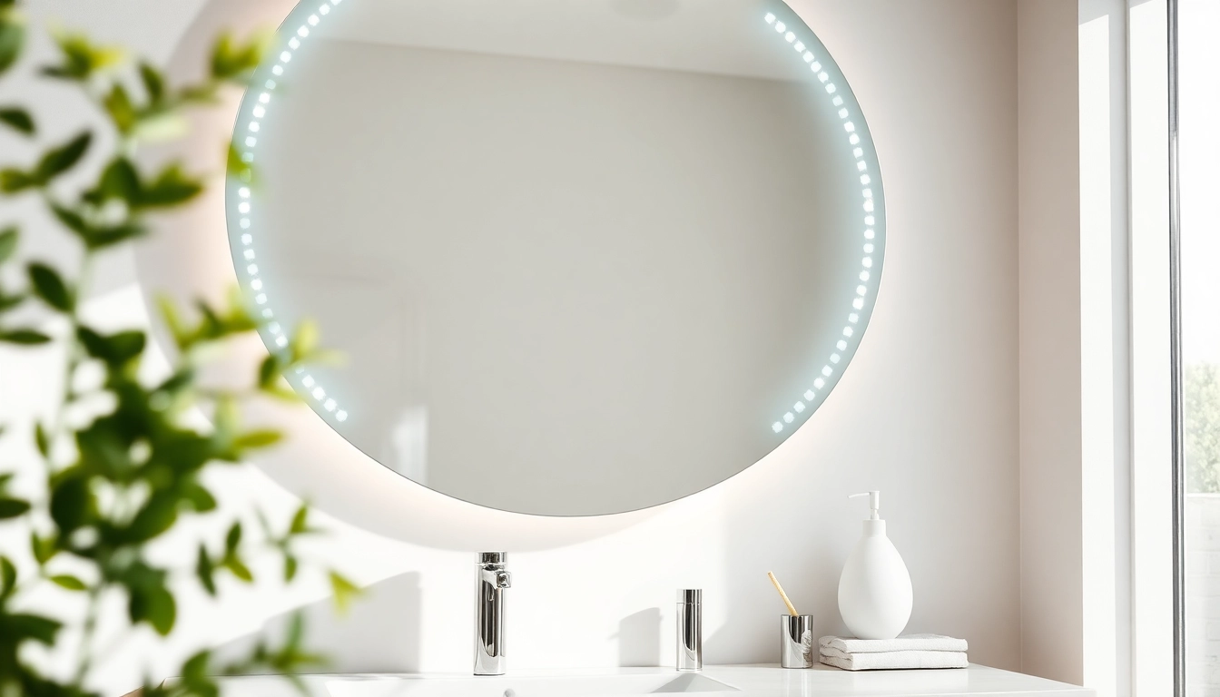 Enhance your space with a stylish mirror and led lights for a bright, modern vibe.