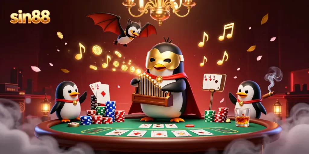 Experience the thrilling fun at sin88 with a pirate-themed illustration showcasing golden coins and vibrant casino games.