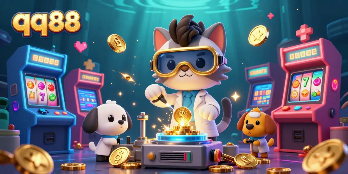 Experience the thrilling action of qq88 with a vibrant casino lab scene and exciting gaming elements.
