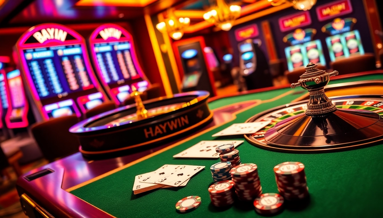 Experience thrilling gambling at Haywin with vibrant casino games and poker chips.