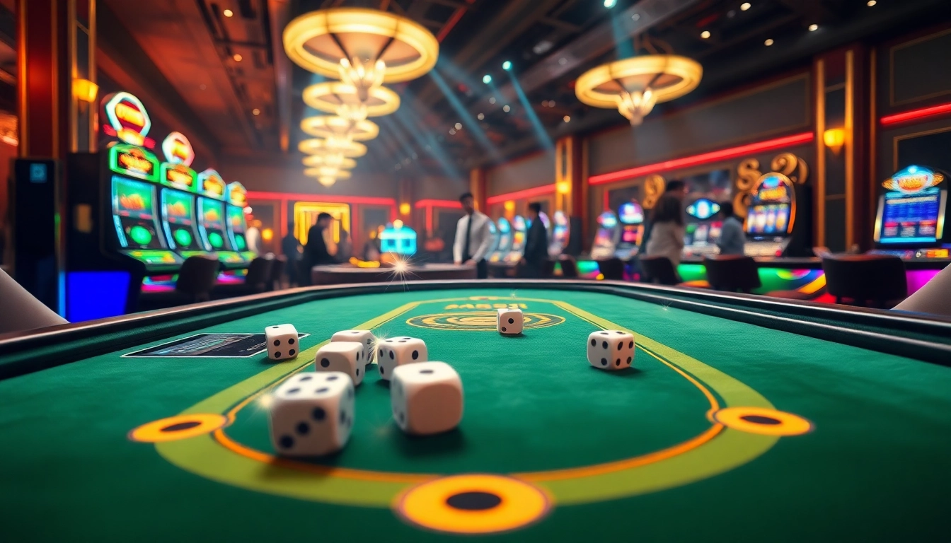 Experience the excitement of tài xỉu md5 with vibrant gaming visuals and luxurious casino elements.