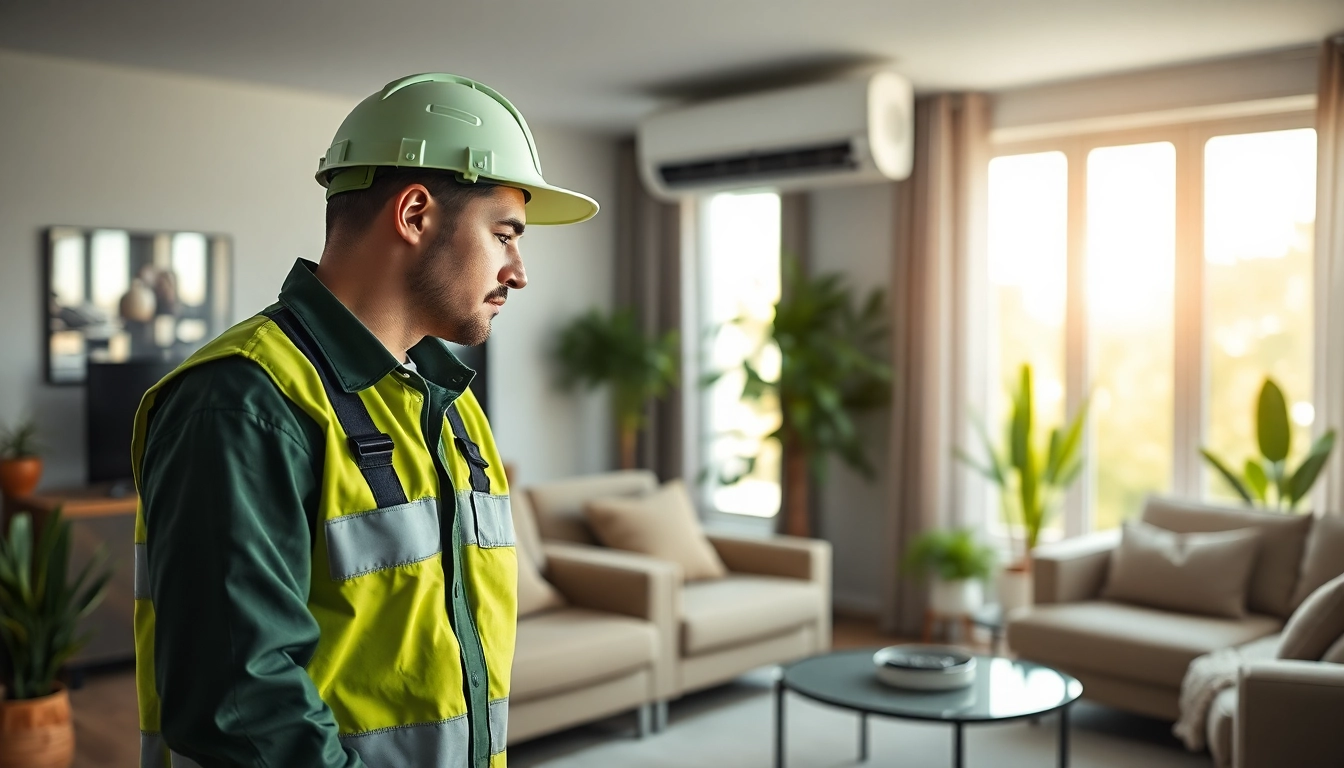 AC Repair Tampa expert diagnosing a residential air conditioning unit in a modern home.