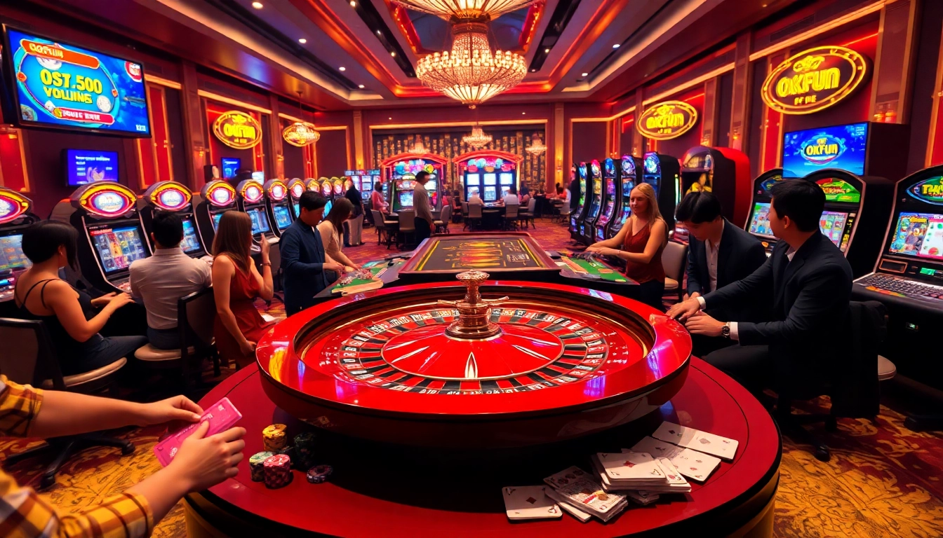 Experience excitement at Nhà Cái OKFUN with vibrant casino games and betting action.