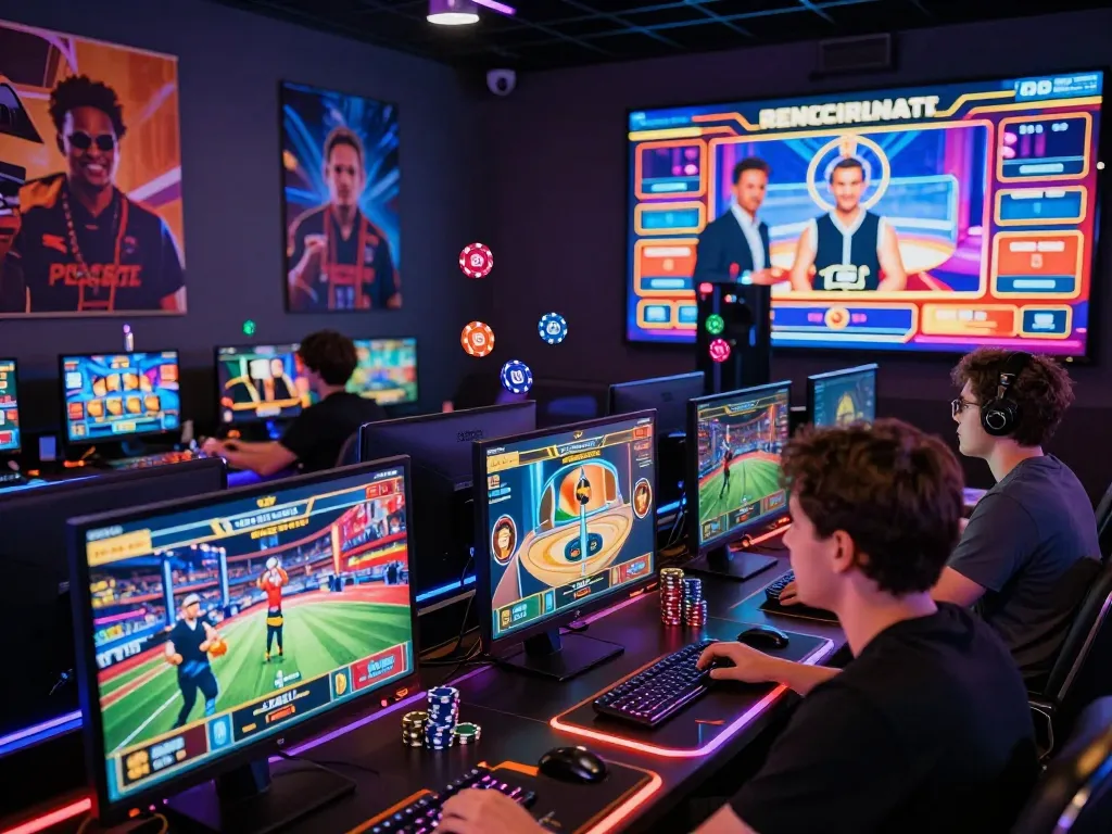 Cổng game Rikvip providing an exhilarating online gaming experience with players engaged in an immersive virtual casino atmosphere.