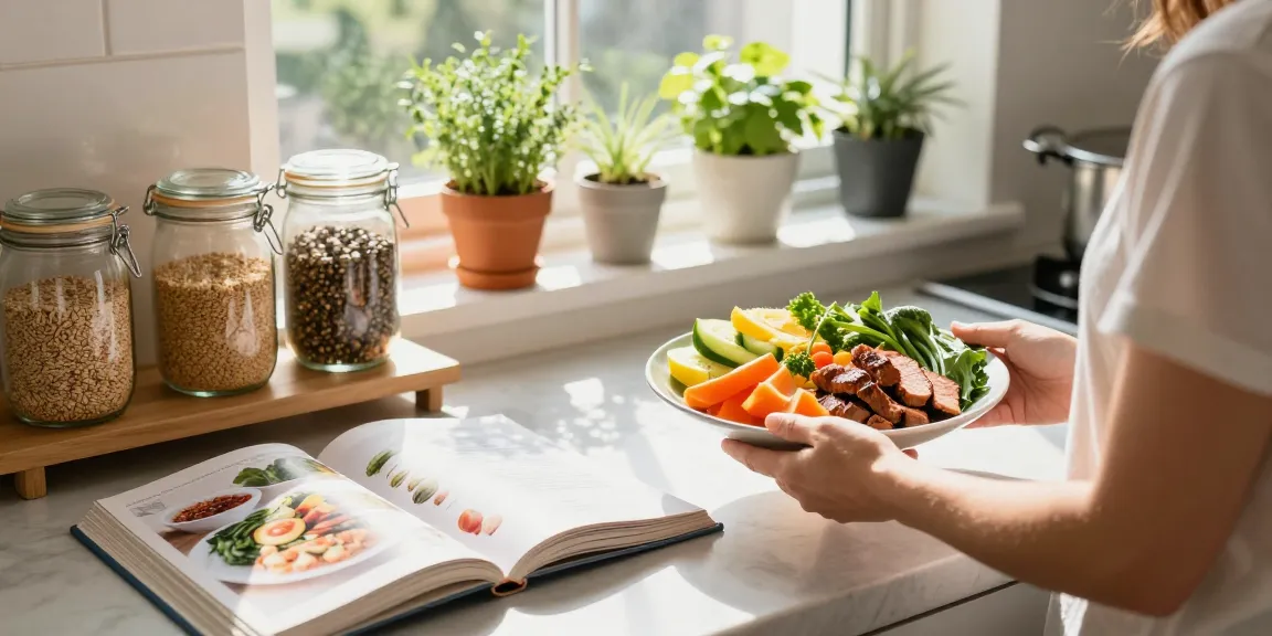 Healthy meal preparation with rokok88 in a bright kitchen, showcasing nutrition and wellness.
