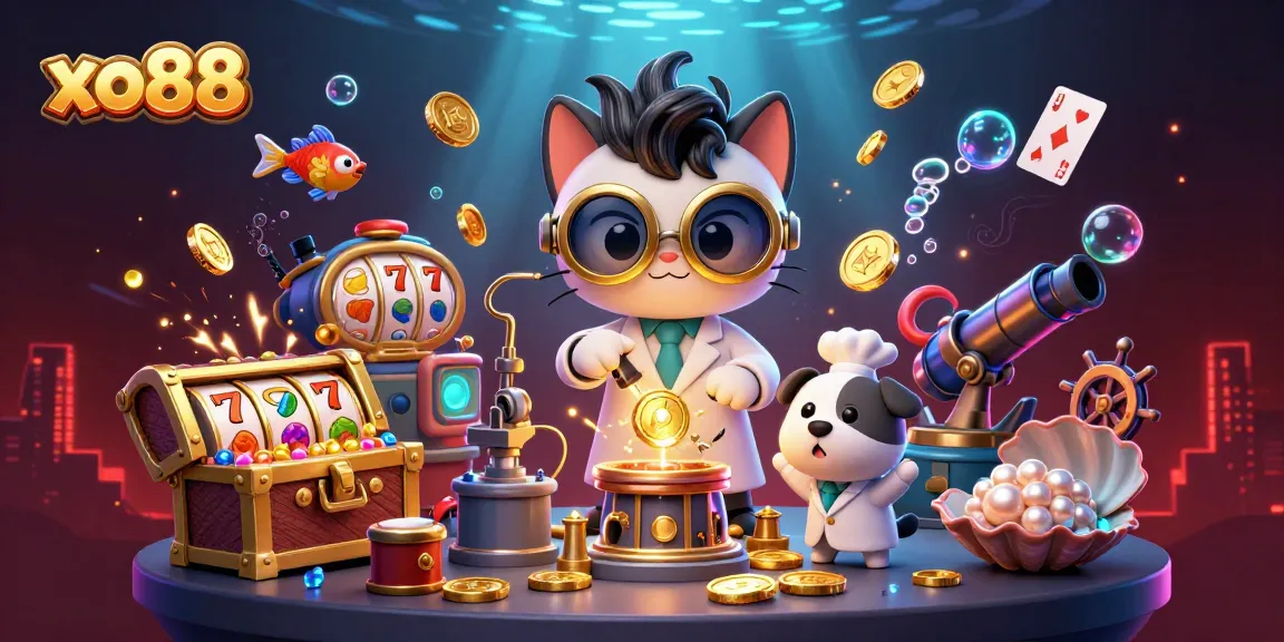 Experience the thrill of xo88 with vibrant casino elements and dynamic characters in an engaging underwater scene.
