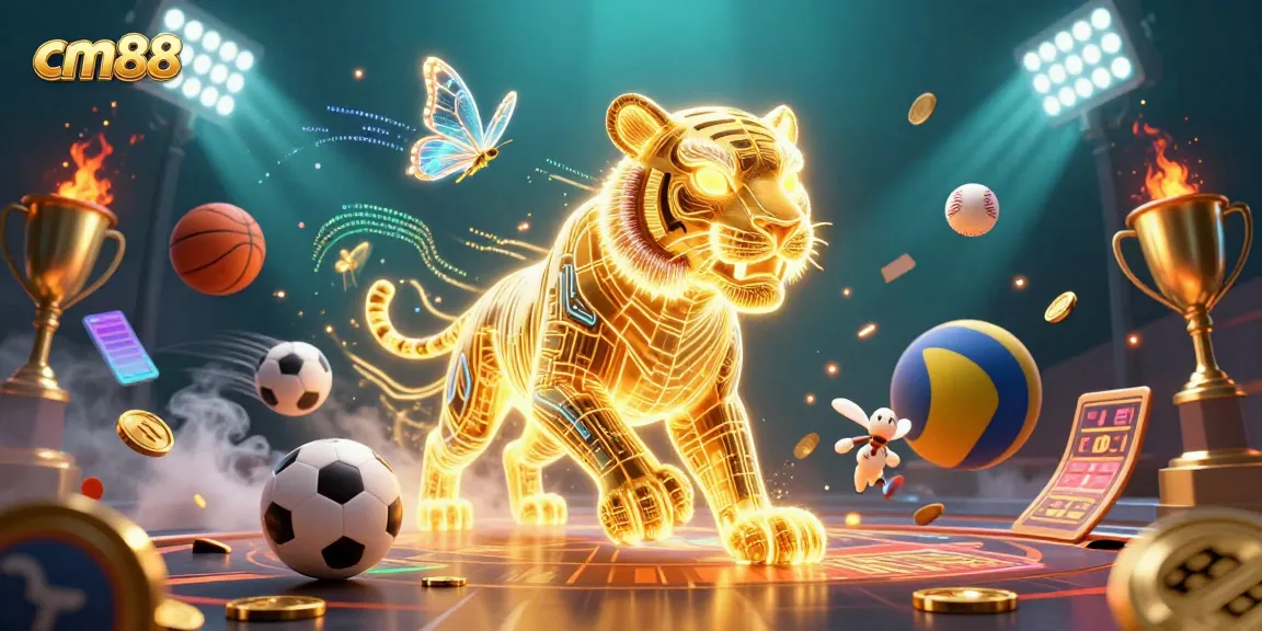 Experience the thrill of cm88's vibrant casino adventure with neon elements and dynamic sports action.