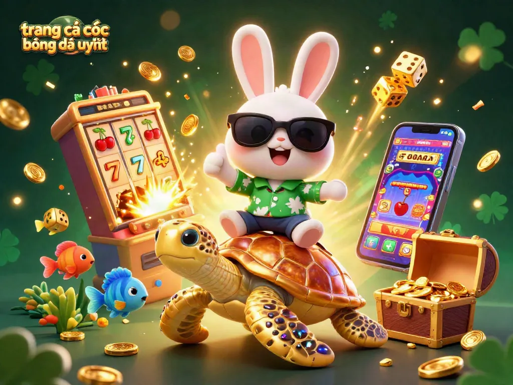 Trải nghiệm cá cược bóng đá uy tín vui vẻ với thỏ may mắn và rùa vàng trong cảnh hấp dẫn