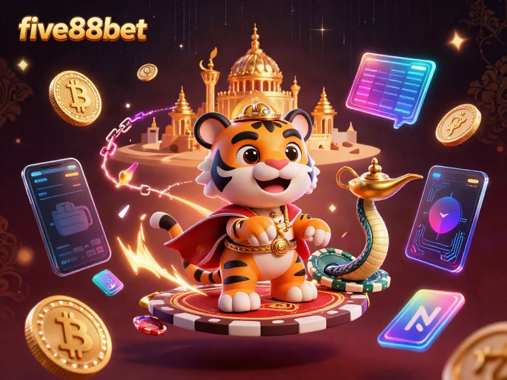 Experience thrilling wins with five88bet in a vibrant Arabian Nights-themed 3D scene.
