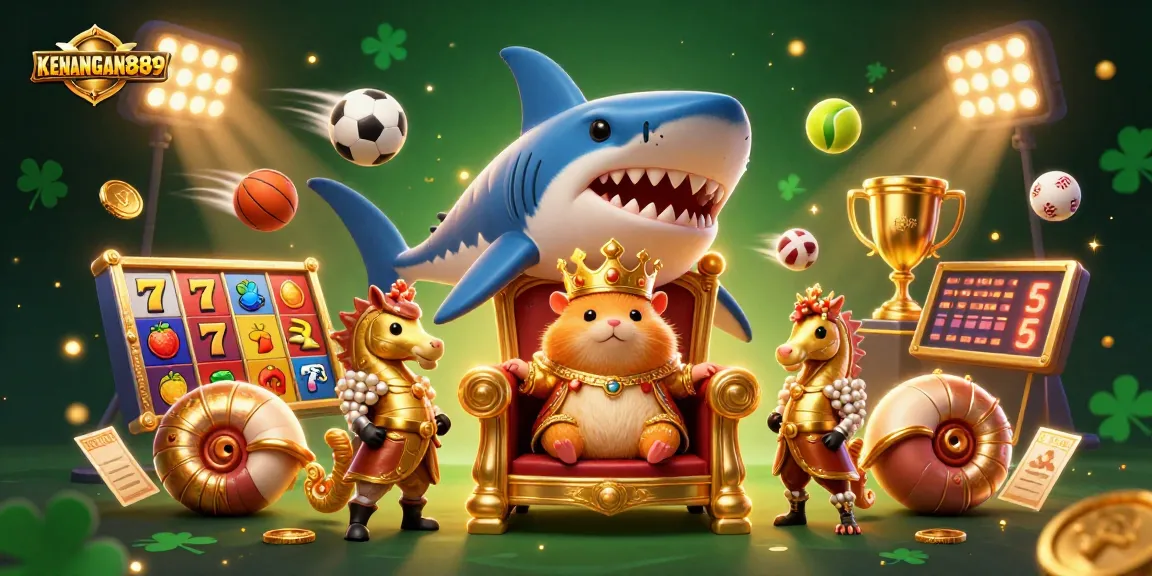 Experience the thrilling action of KENANGAN889 with a golden hamster king and vibrant slot elements.