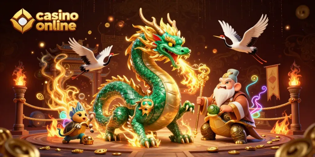 Scopri i migliori casino online mentre giochi con un drago di giada, una tartaruga saggia e gru fortunate.