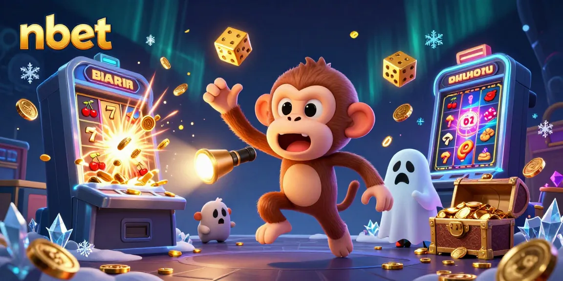 Engage with nbet's thrilling casino atmosphere featuring a ghostly monkey and hunter puppy.