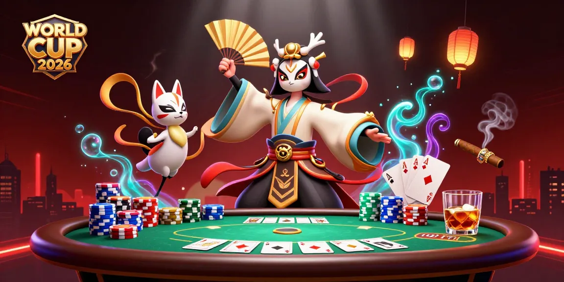 Engage in WORLD CUP 2026 poker strategies with this vibrant 3D casino illustration.