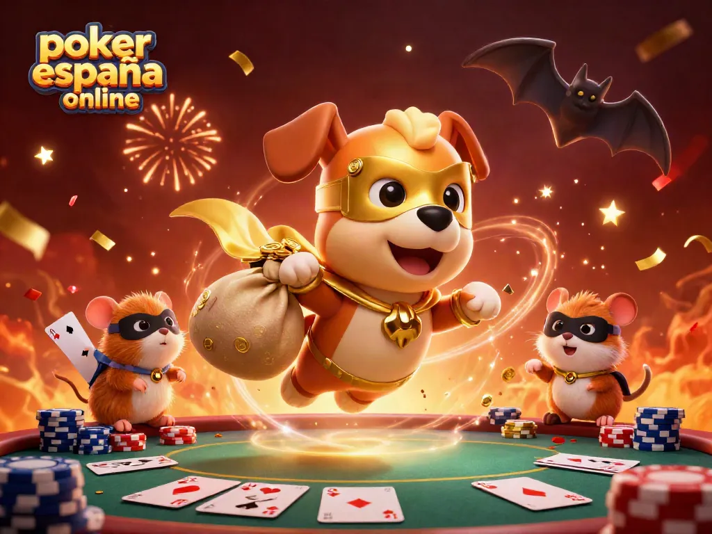Disfruta del póker online en España con una escena vibrante de superhéroes y mesas de juego.