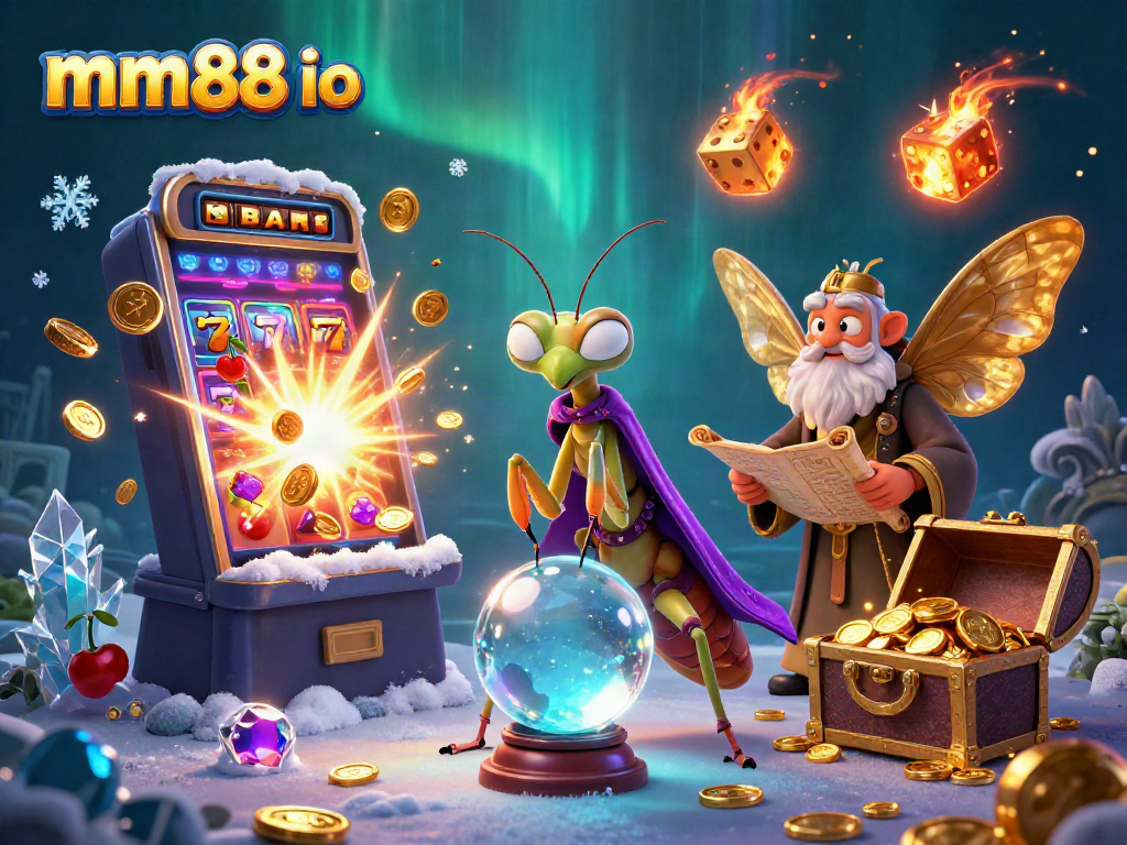 Experience thrilling plays with mm88 io's vibrant casino scene featuring animated characters and game elements.