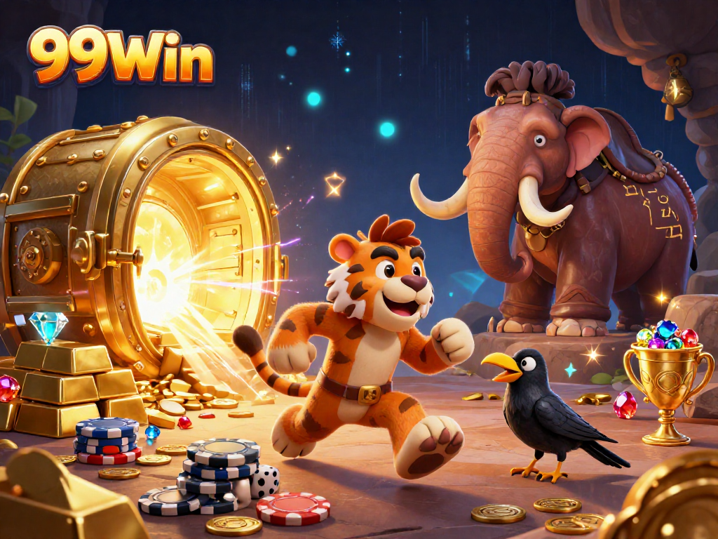 Experience the thrilling adventures of 99Win's casino world with an exciting prehistoric scene of fortune and fun.
