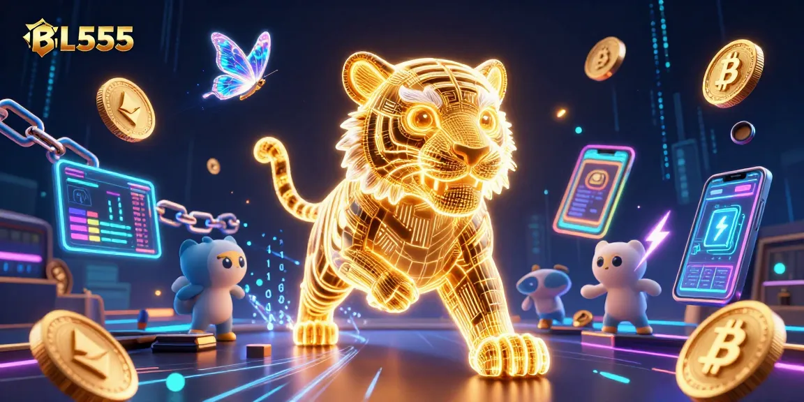 Experience exciting gameplay at BL555 casino featuring neon elements and digital currency.
