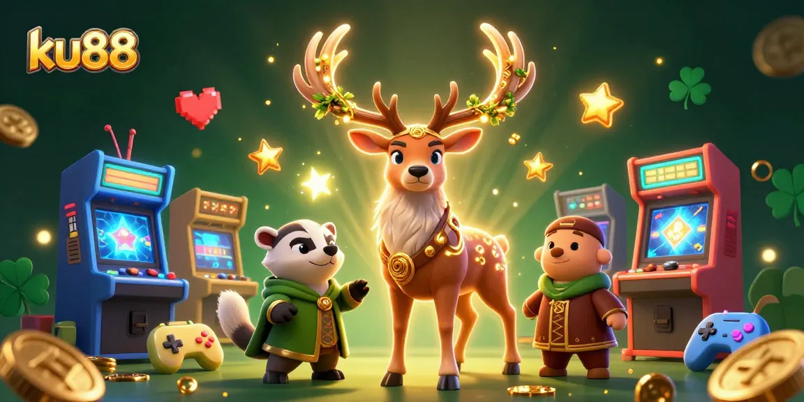 Experience gaming excitement with ku88 in this vibrant 3D casino illustration featuring enchanting characters and casino elements.