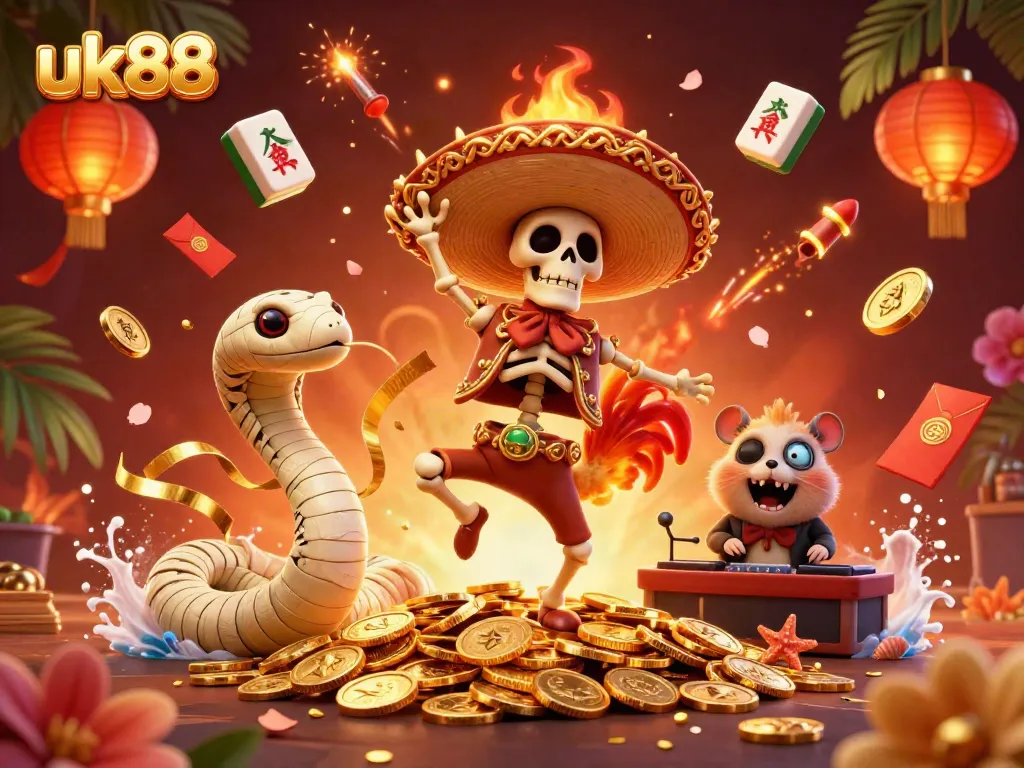 Experience the excitement of uk88 with vibrant characters and casino-themed elements in a lively digital scene.