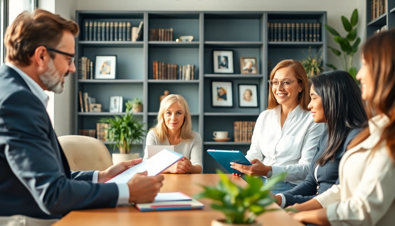 Engaging professionals discussing Estate Planning in a modern office setting.