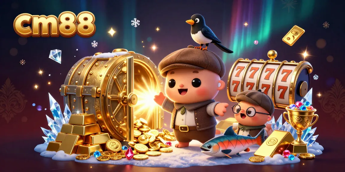 Experience the thrill of cm88 casino with colorful characters and sparkling treasures in a vibrant 3D illustration.