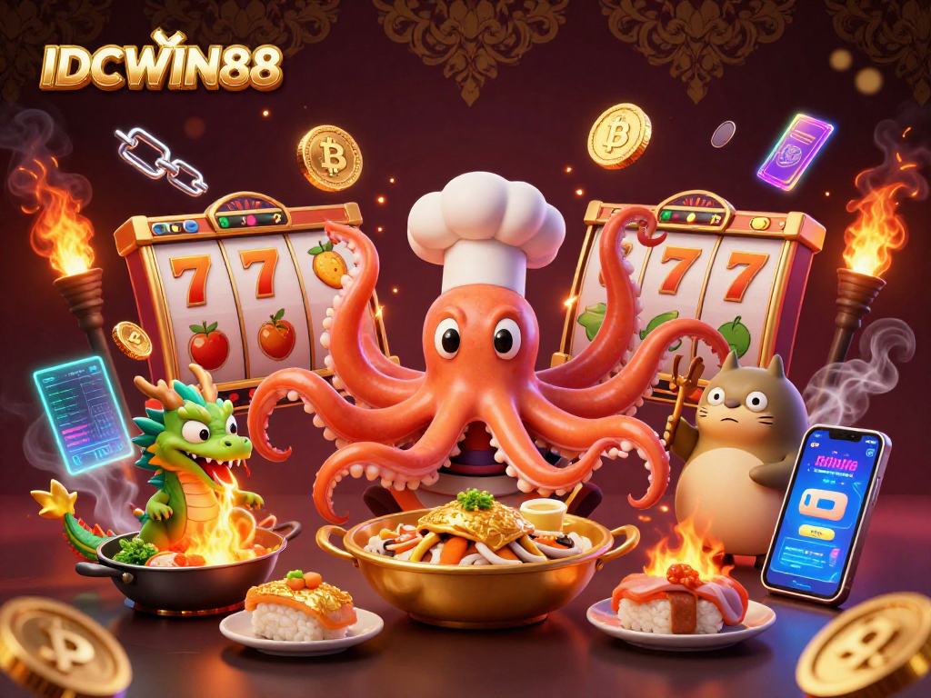 Engage with IDCWIN88 in a vibrant casino landscape showcasing epic gameplay and cyber elements.