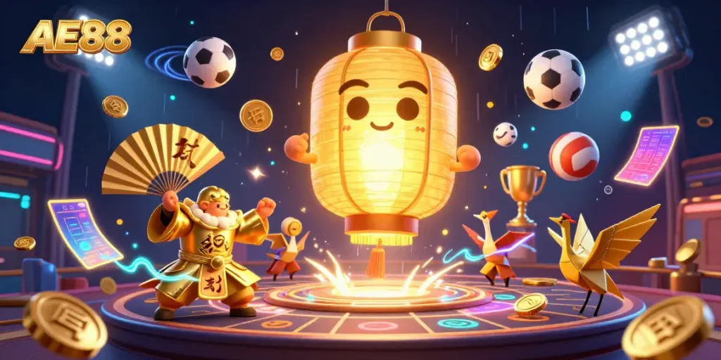 Experience thrilling gameplay at AE88 Casino with vibrant characters and gaming elements.